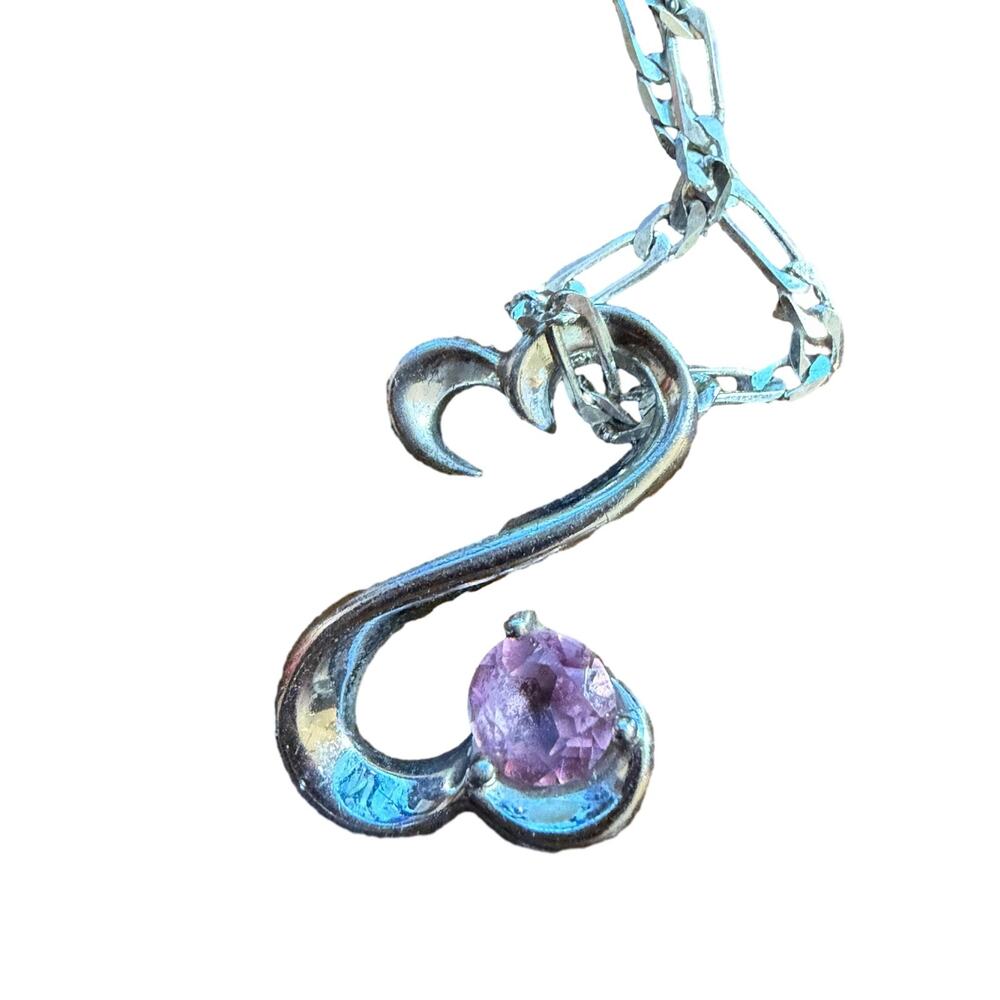Jane Seymour Open Hearts 925 Sterling Silver Pink Gemstone Necklace - Picture 2 of 3